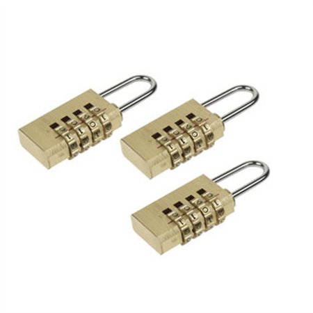 Cadeado 20mm Dourado com Código Pack 3un