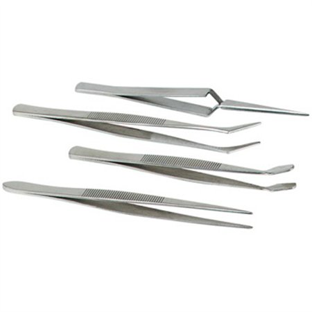Set 4 Pinças em Aço Inoxidável Antimagnético