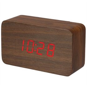 Relógio Despertador + Calendário + Temperatura Madeira