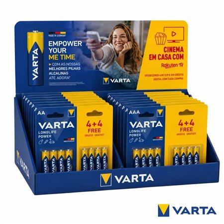 Expositor C/ 23 Blisters de Pilhas Longlife Power 4+4 VARTA