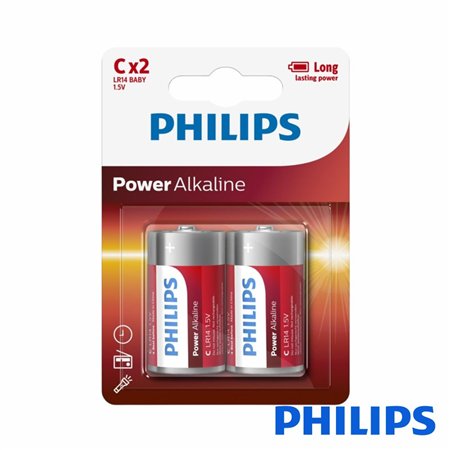 Pilha Alcalina LR14/C 1,5V 2x Power Life PHILIPS