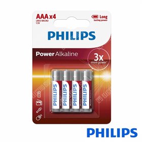 Pilha Alcalina LR3/AAA 1,5V 4X Power Life PHILIPS