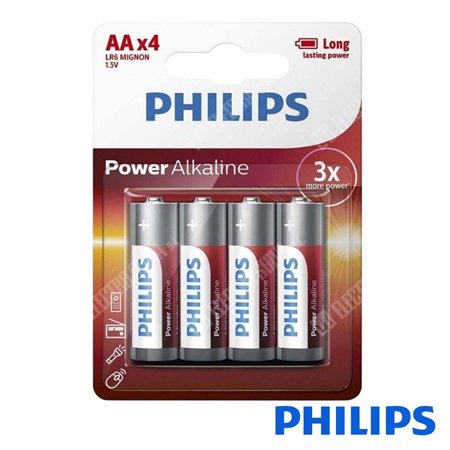Pilha Alcalina LR6/AA 1,5V 4x Power Life PHILIPS