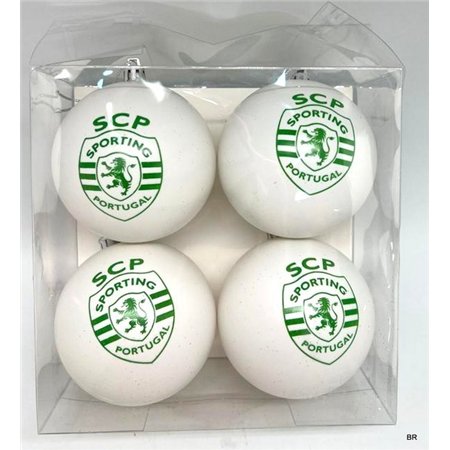 Conjunto 4 Bolas de Natal Brancas Sporting CP
