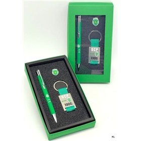 Conjunto Esfer. +Porta Chave +Pin Sporting CP