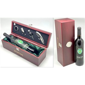Cx. de Madeira c/Garrafa + Acessorios de Vinho Sporting CP