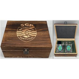 Estojo 2 Copos Whisky+Cubos Gelo Sporting CP