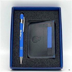 Conjunto Porta Cartoes Pele + Esferografica FC Porto