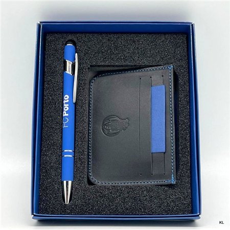 Conjunto Porta Cartoes Pele + Esferografica FC Porto