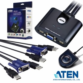 Comutador Manual Kvm C/ 2 Portas Vga+2Usb Aten