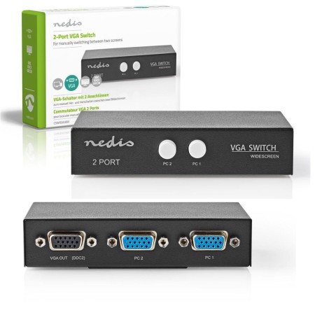 Switch Vga 2 Portas Preto Nedis