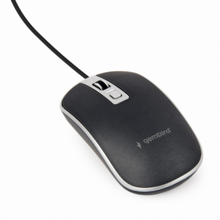 Gembird mouse óptico com fio USB preto prateado