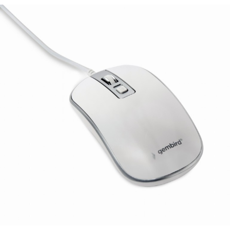 Gembird mouse óptico com fio usb branco prateado