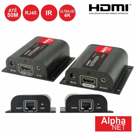 Extensor De Sinal Hdmi Via Rj45 Cat6 50M 4K Alphanet