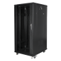 Armário rack Lanberg 19" 27U 600X800 embalagem plana porta de vidro preto com LCD