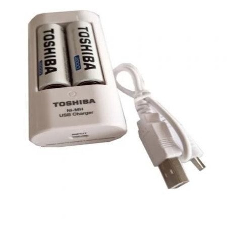 Carregador de bateria Toshiba TNHC-6GME2 CB/ capacidade 2 pilhas AA e AAA/ 2 pilhas AA incluídas