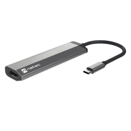 Adaptador Natec Fowler Slim USB-C 2Xusb 3.0, HDMI 4K, USB-C Pd