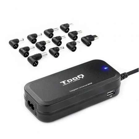 Carregador Portátil TooQ TQLC-90BS02AT/ 90 W/ Automático/ 12 Conectores/ Tensão 12-20 V/ 1 USB