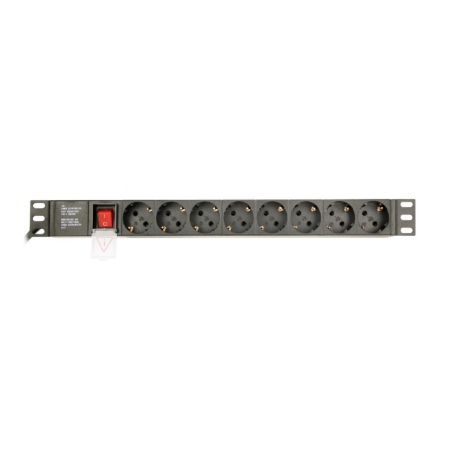 Rack Gembird Régua 1U 16A 8 tomadas pretas 3M com interruptor