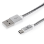 Cabo Maillon Premium Micro USB 2.4 Prata Metal 1M