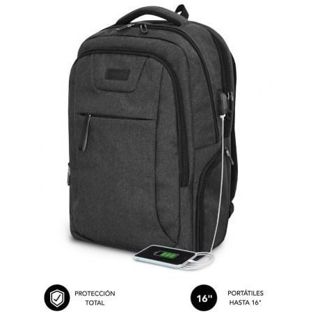 Mochila de enchimento de ar profissional Subblim para laptops de até 16"/porta USB