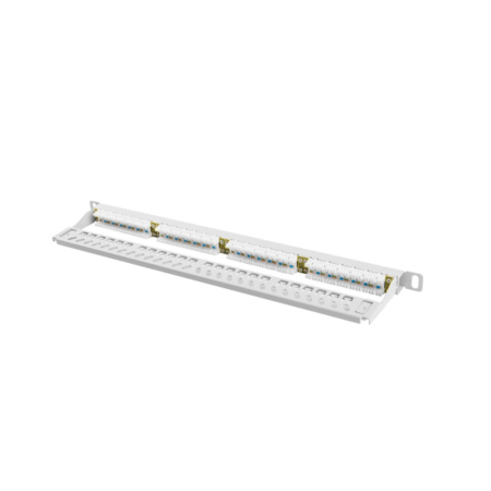 Patch Panel Lanberg Cat.6 UTP 24 portas 0,5U rack 19 cinza