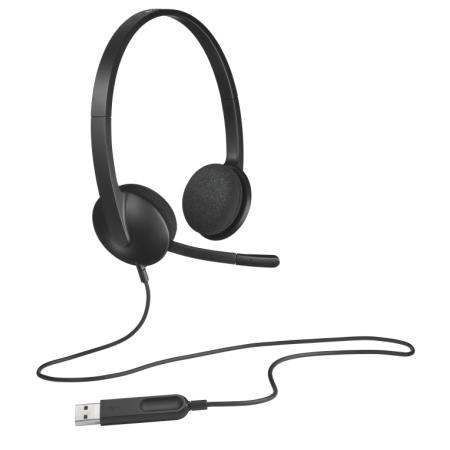 Fones De Ouvido Logitech H340 Com Fio Preto Microfone USB