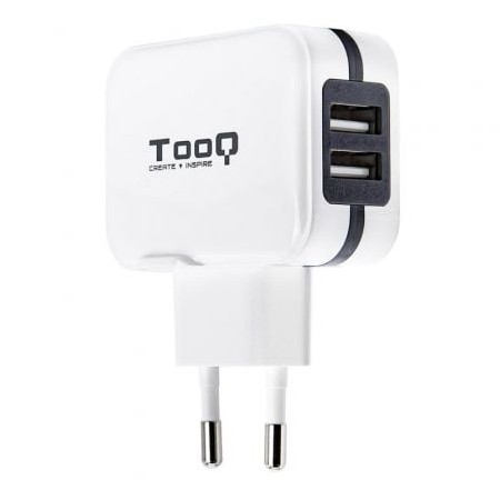 Carregador de parede TooQ TQWC-1S02WT/ 2xUSB/ 17W