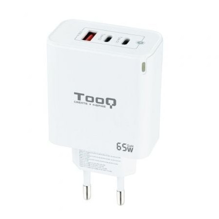 Carregador de parede TooQ TQWC-GANQC2PD65WT/ 2xUSB Tipo-C/ 1xUSB/ 65W