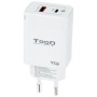 Carregador de parede TooQ TQWC-GANQCPD45WT/ 1xUSB Tipo-C/ 1xUSB/ 45W