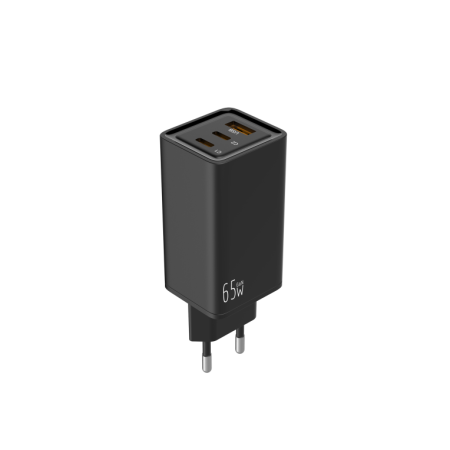 Carregador Leotec 65W Gan Quick Charge 2 USB Tipo-C Pd 1 USB-A Preto