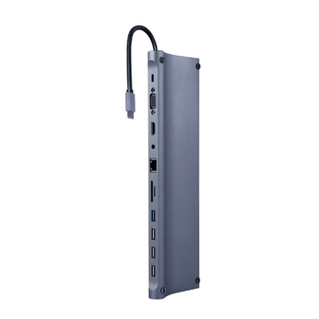 11 Em 1 3 5 Mm USB Tipo C Adaptador Multiporta Espaço Cinza