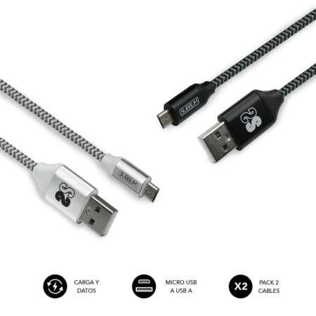 Cabo Subblim 2X Premium Micro USB 2.4A 1M Alu Preto/Prata
