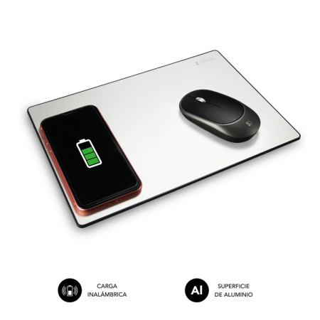 Subblim Mousepad Wireless Charger Aluminiumâ Silver 10W