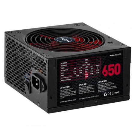 Fonte de alimentação NOX NXS650 650 W 20+4 pinos ATX Preto, Vermelho