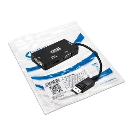 Adaptador Nanocable 10.16.3301-BK/ Displayport Macho - VGA Fêmea/ DVI Fêmea/ HDMI Fêmea