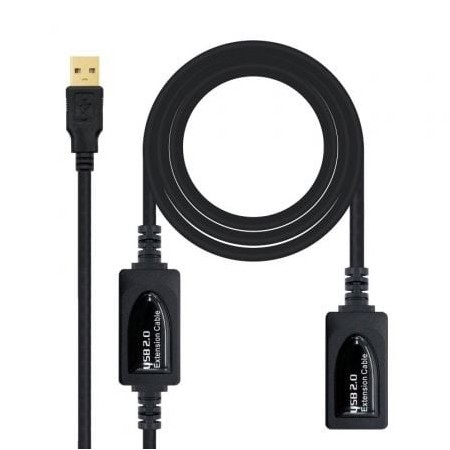 Cabo de Extensão USB 2.0 Nanocable 10.01.0212/ USB Macho - USB Fêmea/ 10m/ Preto