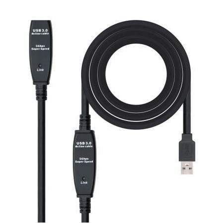 Cabo de Extensão USB 3.0 Nanocable 10.01.0313/ USB Macho - USB Fêmea/ 15m/ Preto