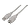 Cabo de extensão USB 2.0 Aisens A101-0013/ USB macho - USB fêmea/ 1,8 m/ bege