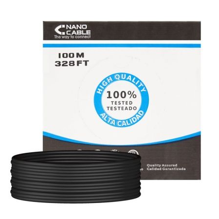 Carretel de Cabo RJ45 UTP Nanocable 10.20.0302-EXT-BK Cat.5e/ 100m/ Preto