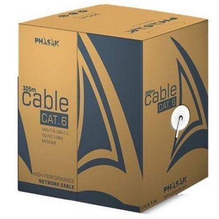 Carretel de Cabo RJ45 UTP Phasak PHR 6302 Cat.6/ 305m/ Cinza