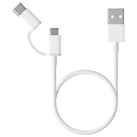 Cabo USB 2.0 Xiaomi SJV4083TY/ USB macho - Micro USB macho/ USB tipo C macho/ 30 cm/ branco