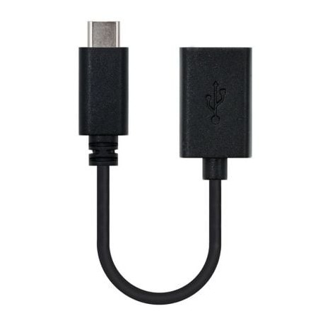 Cabo USB 2.0 Nanocable 10.01.2400/ USB Type-C Macho - USB Fêmea/ 15cm/ Preto