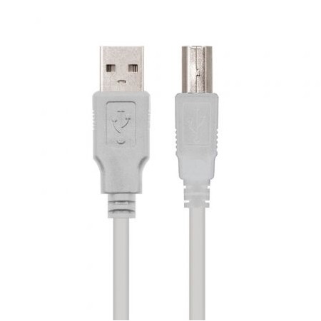 Cabo de Impressora USB 2.0 Nanocable 10.01.0102/ USB Macho - USB Macho/ 1m/ Bege