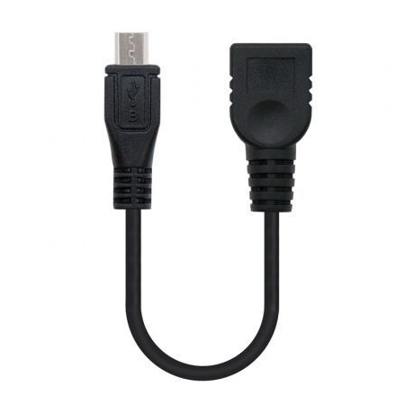 Cabo USB 2.0 Nanocable 10.01.3500/ MicroUSB Macho - USB Fêmea/ 15cm/ Preto
