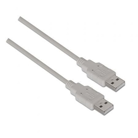 Cabo USB 2.0 Aisens A101-0022/ USB Macho - USB Macho/ 2m/ Bege