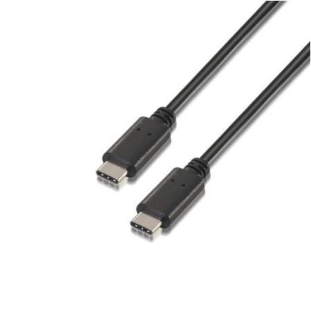 Cabo USB 2.0 tipo C Aisens A107-0057/ USB tipo C macho - USB tipo C macho/ 2 m/ preto