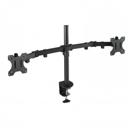 Suporte de mesa giratória e inclinável TooQ para 2 telas (monitor / TV plasma / LCD / LED) 13 "- 32", dois braços, preto