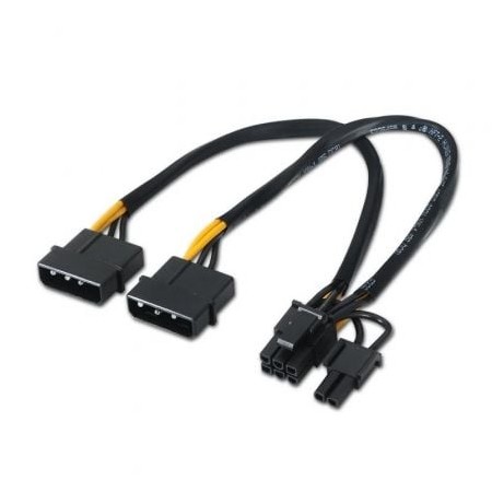 Cabo de alimentação da placa gráfica Aisens A131-0165/ 2x Molex Macho - Molex 6+2 PIN Macho/ 0,2m