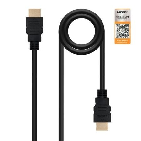 Cabo HDMI 2.0 4K Nanocable 10.15.3600/ HDMI Macho - HDMI Macho/ 0,5m/ Certificado/ Preto